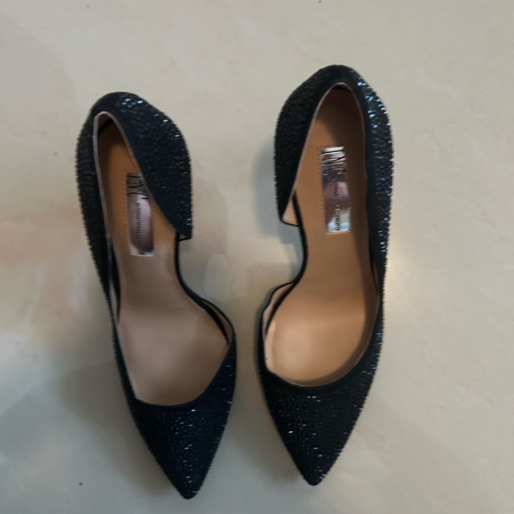 INC International Concepts Black Glitter Heels
